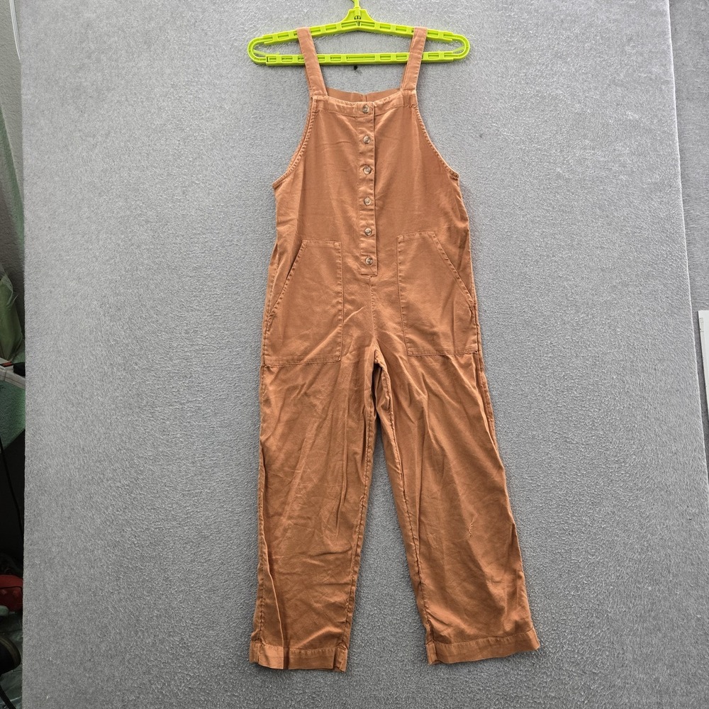 Billabong Women Overalls M Orange Button Front Sleeveless 22" Inseam READ